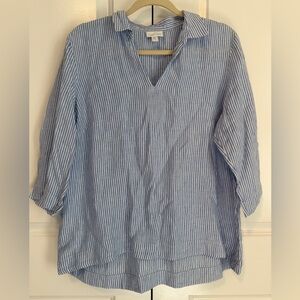 J. Jill Light Blue Striped Blouse
